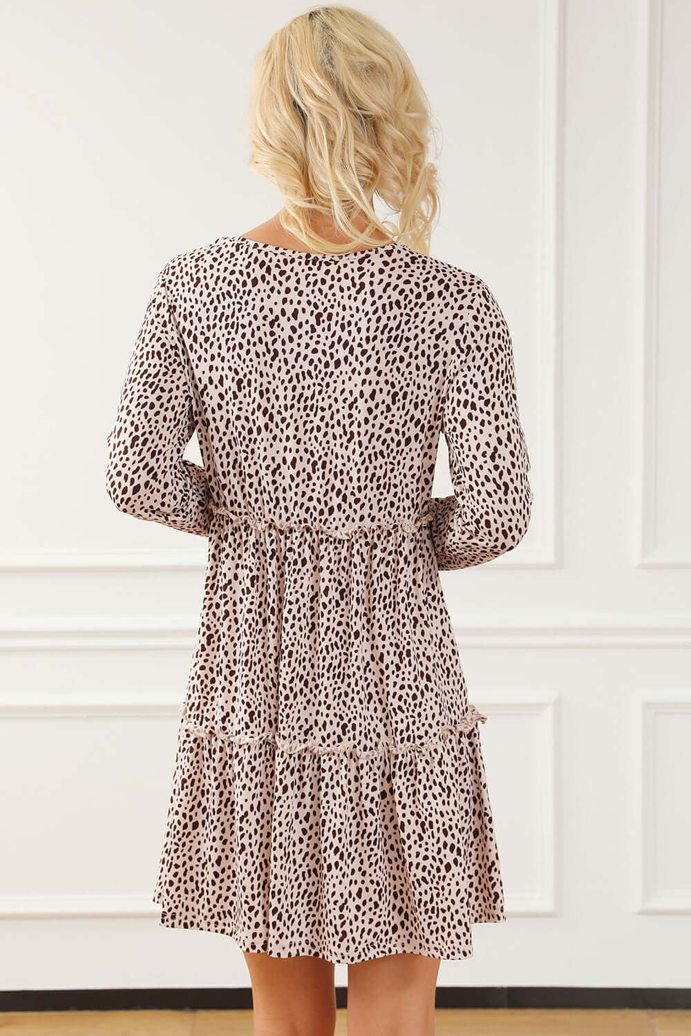Frill Printed round Neck Dress