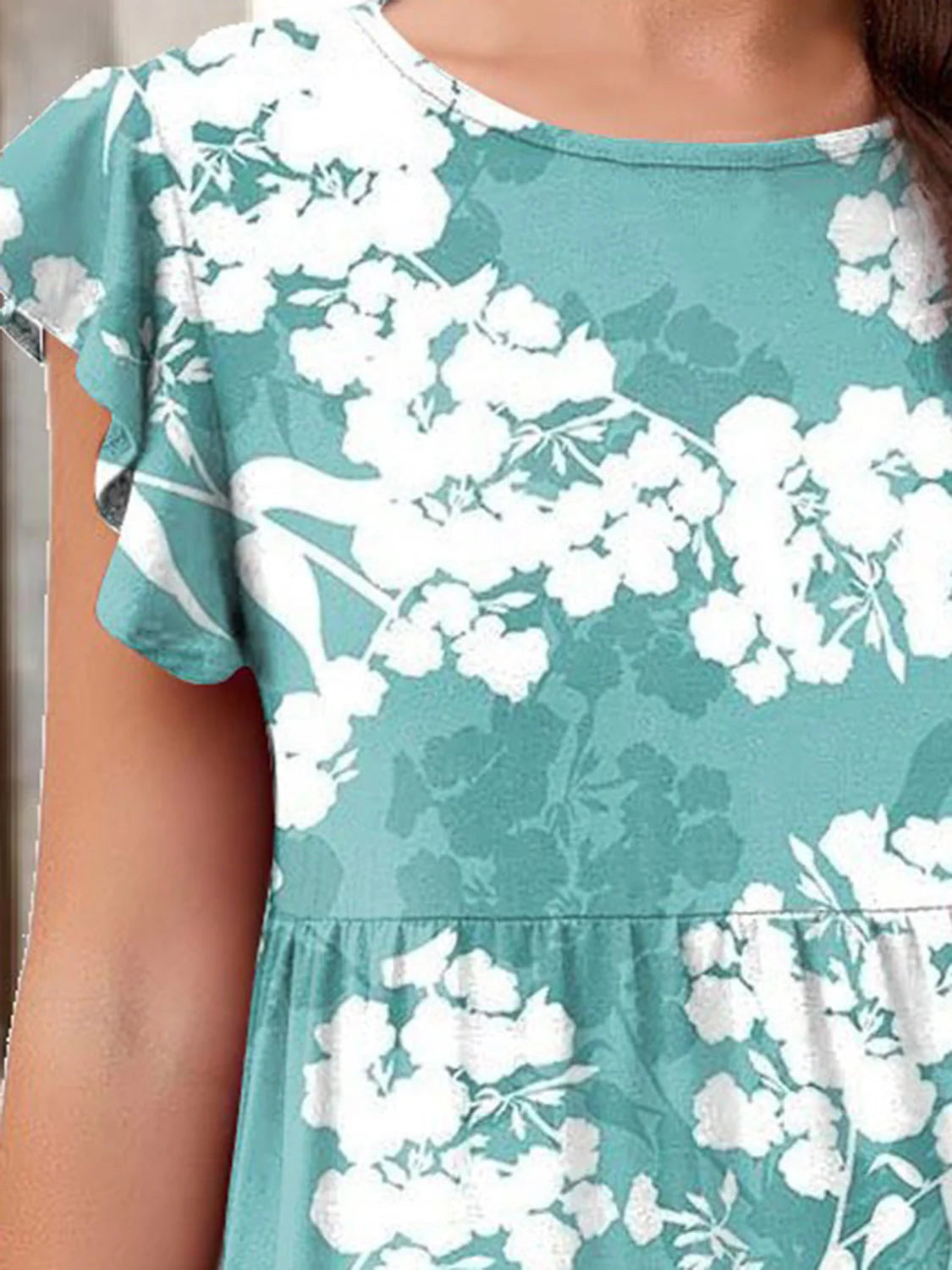 Printed round Neck Tiered Dress