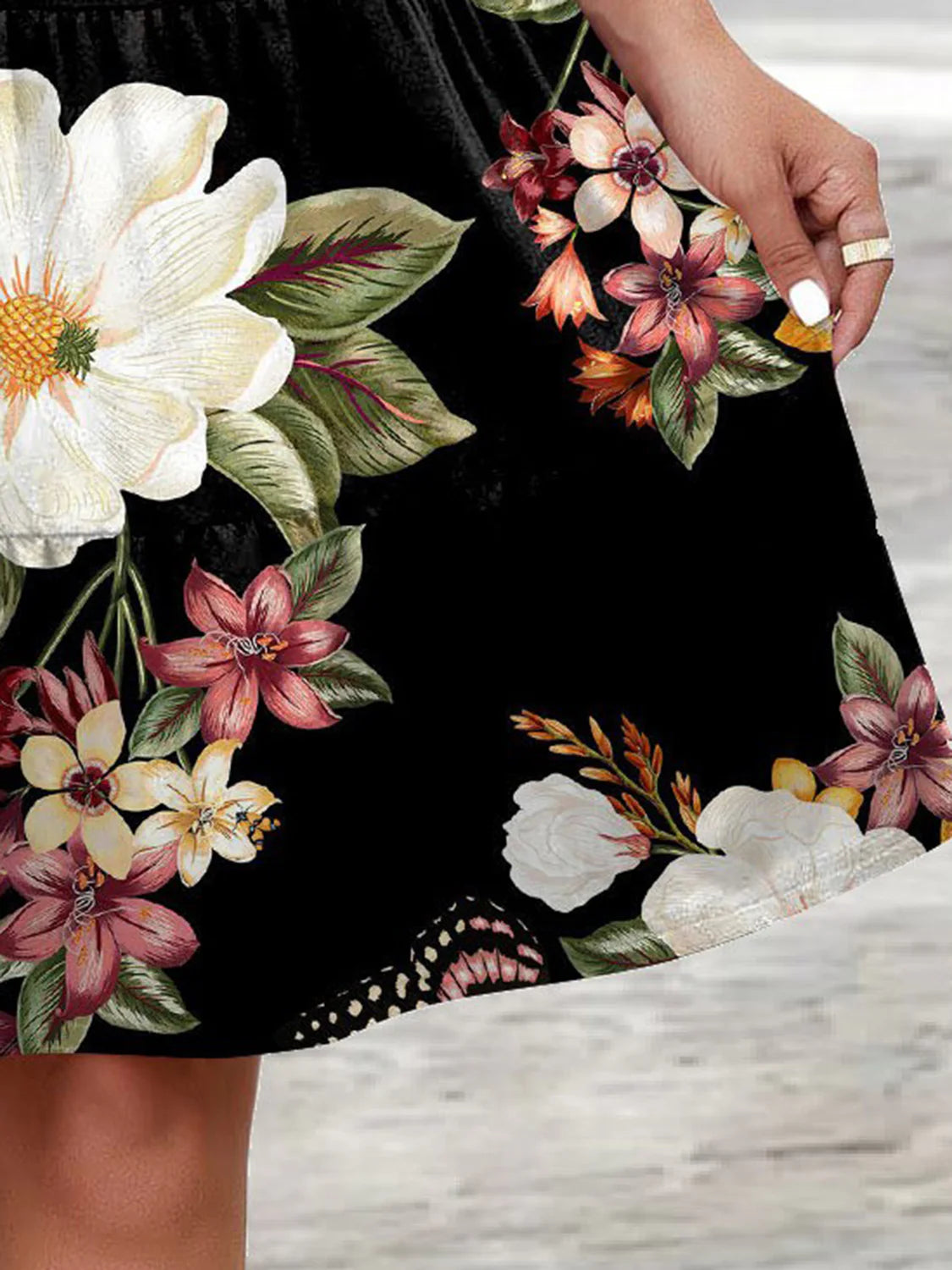 Printed round Neck Tiered Dress