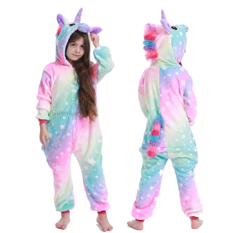 Kigurumi Children'S Pajamas for Boys Girls Unicorn Pajamas Flannel Kids Panda Pijamas Suit Animal Sleepwear Winter Cat Onesies