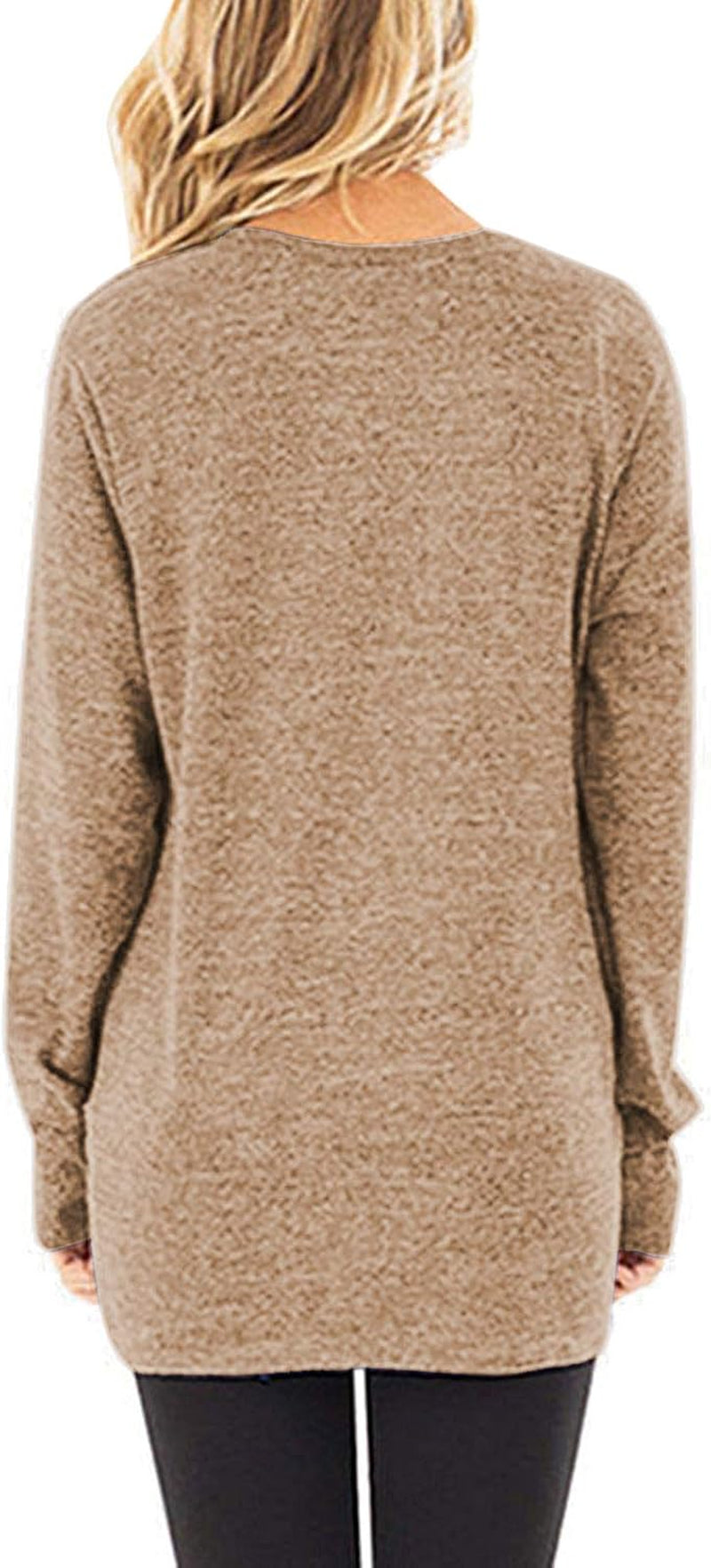 Long Sleeve Women Tops: Fall Casual Tunic Shirts for Womens round Neck Twist Knotted Tee Blouses
