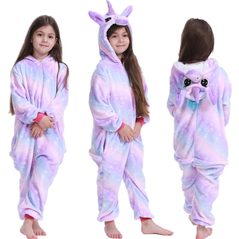 Kigurumi Children'S Pajamas for Boys Girls Unicorn Pajamas Flannel Kids Panda Pijamas Suit Animal Sleepwear Winter Cat Onesies