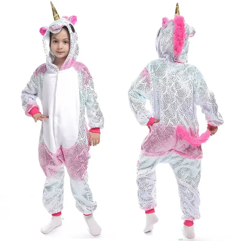 Kigurumi Children'S Pajamas for Boys Girls Unicorn Pajamas Flannel Kids Panda Pijamas Suit Animal Sleepwear Winter Cat Onesies