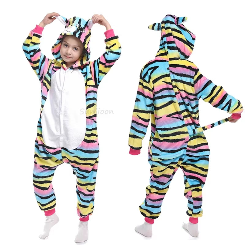 Kigurumi Children'S Pajamas for Boys Girls Unicorn Pajamas Flannel Kids Panda Pijamas Suit Animal Sleepwear Winter Cat Onesies