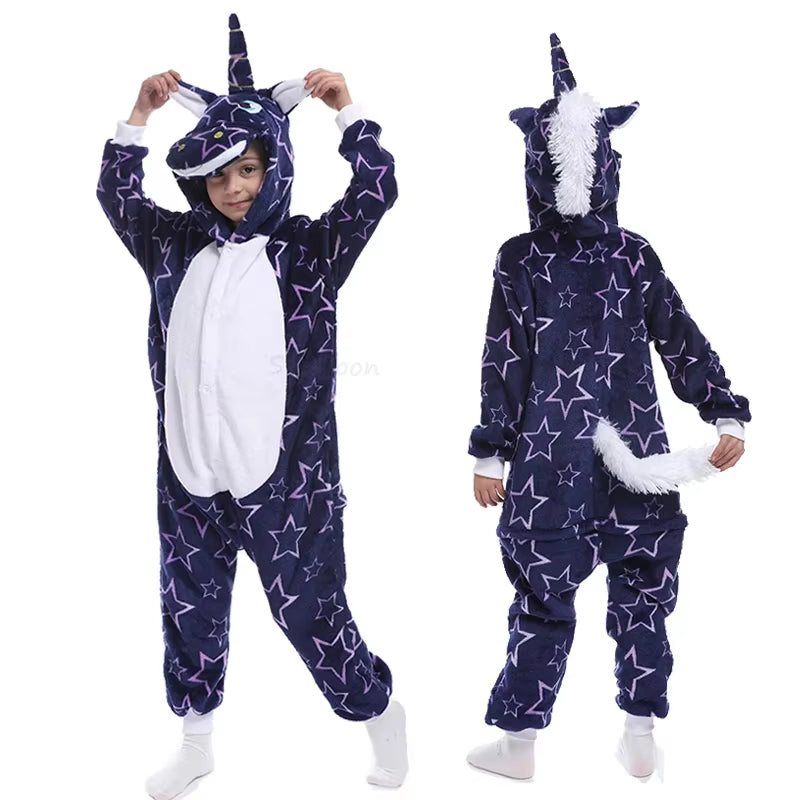 Kigurumi Children'S Pajamas for Boys Girls Unicorn Pajamas Flannel Kids Panda Pijamas Suit Animal Sleepwear Winter Cat Onesies