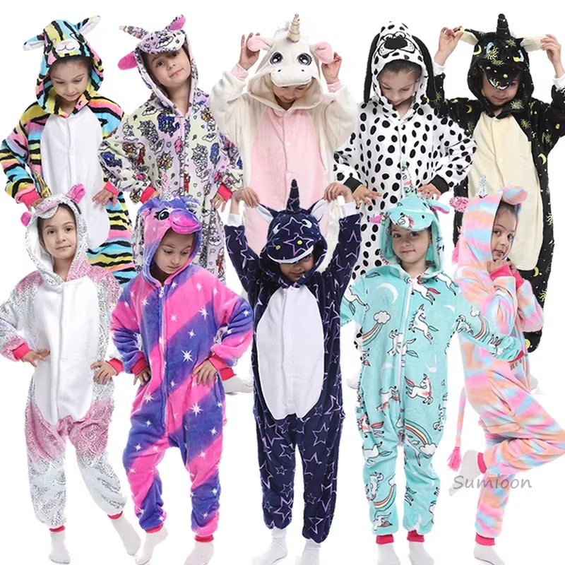 Kigurumi Children'S Pajamas for Boys Girls Unicorn Pajamas Flannel Kids Panda Pijamas Suit Animal Sleepwear Winter Cat Onesies