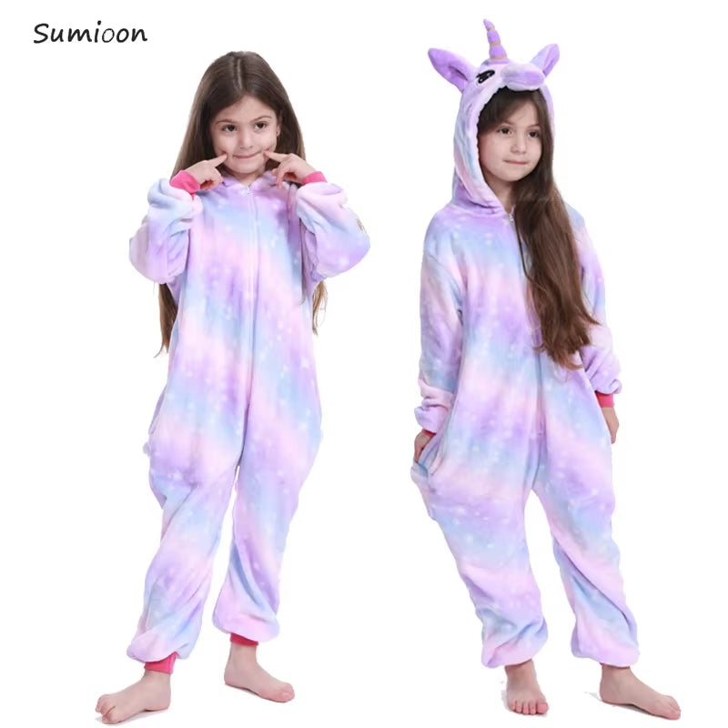 Kigurumi Children'S Pajamas for Boys Girls Unicorn Pajamas Flannel Kids Panda Pijamas Suit Animal Sleepwear Winter Cat Onesies