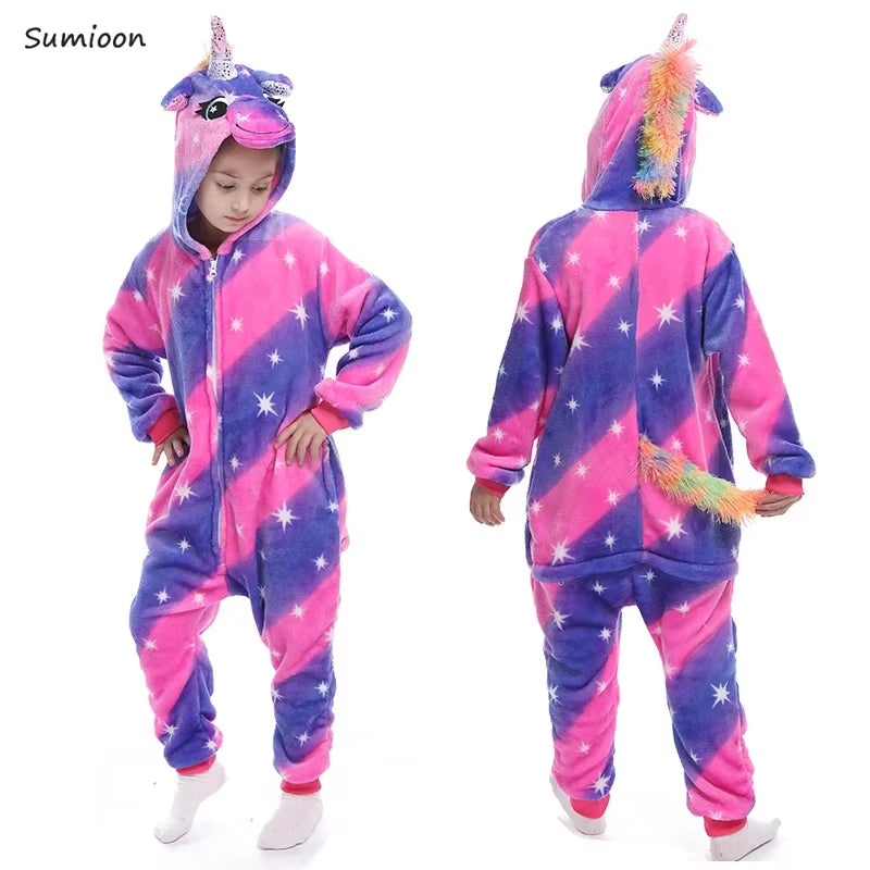 Kigurumi Children'S Pajamas for Boys Girls Unicorn Pajamas Flannel Kids Panda Pijamas Suit Animal Sleepwear Winter Cat Onesies