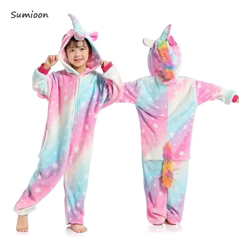Kigurumi Children'S Pajamas for Boys Girls Unicorn Pajamas Flannel Kids Panda Pijamas Suit Animal Sleepwear Winter Cat Onesies
