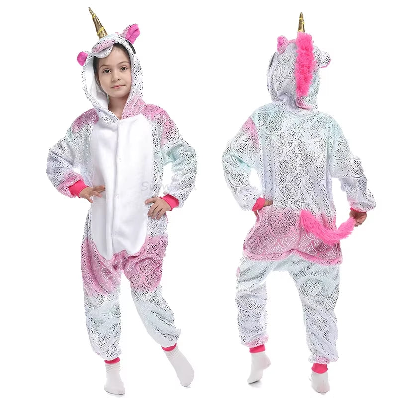 Kigurumi Children'S Pajamas for Boys Girls Unicorn Pajamas Flannel Kids Panda Pijamas Suit Animal Sleepwear Winter Cat Onesies